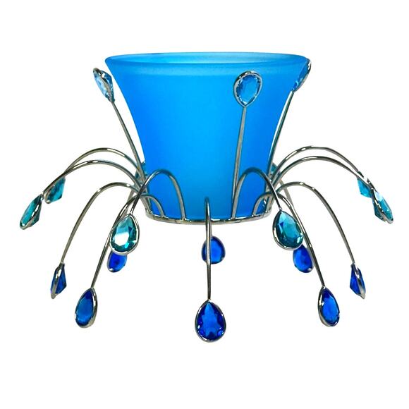 Swarovski Yasmine Hurel 'Crystal Jewels' Signed Sapphire Crystals Tea Light-Rare - Picture 1 of 8